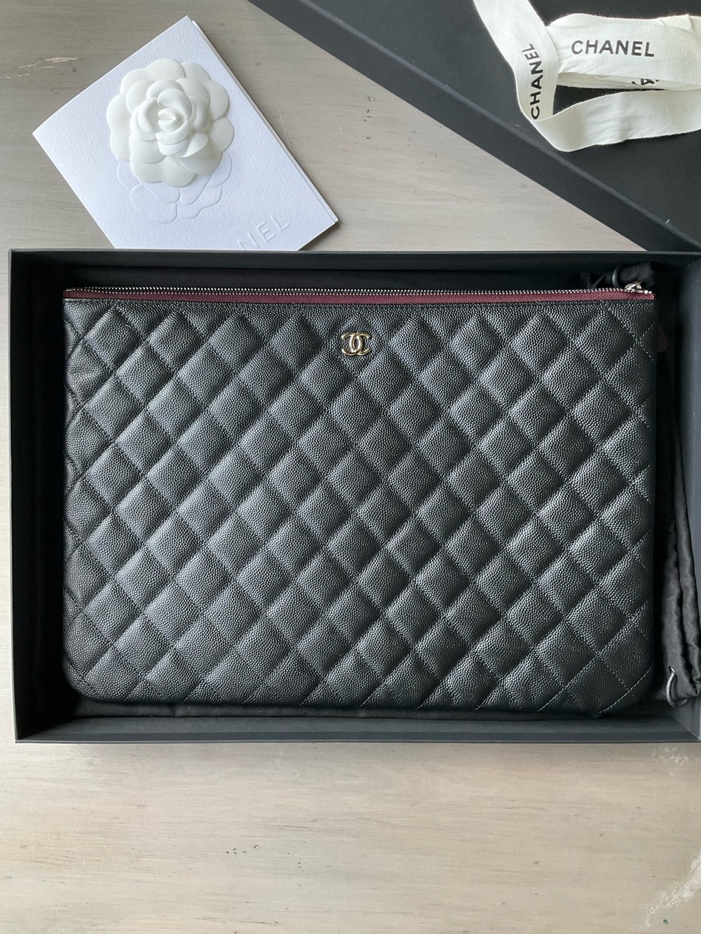 Chanel Black Caviar Large O-Case
